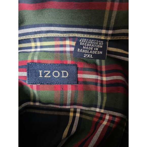 IZOD Men's XXL Multicolored Plaid Button Up Long Sleeve Shirt - Picture 4 of 8